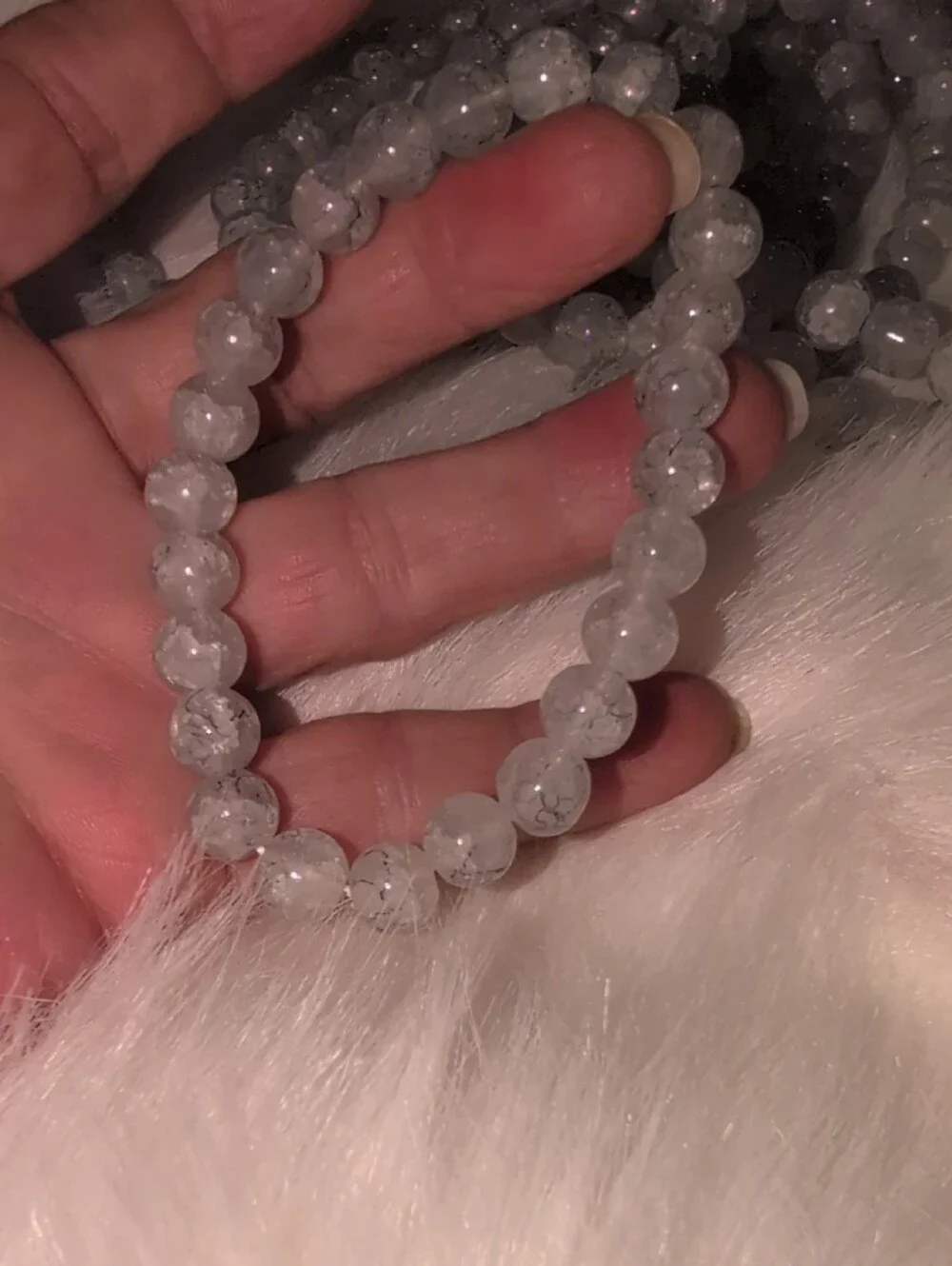 Gray Marble Beaded Stretch Bracelet